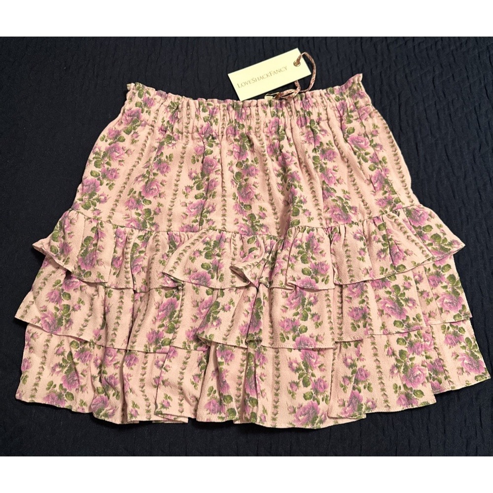 Love Shack‎ Fancy Women Size XS Bitsy Tiered Ruffled Mini Skirt Blushing Pink